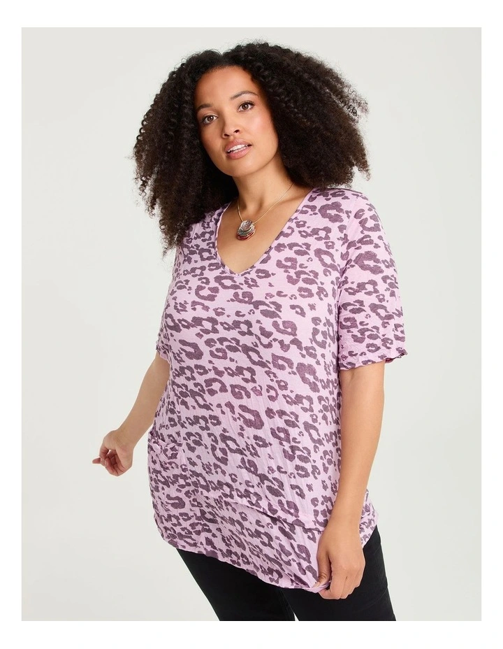 Crushed Animal Print Top Dusty Pink image 1