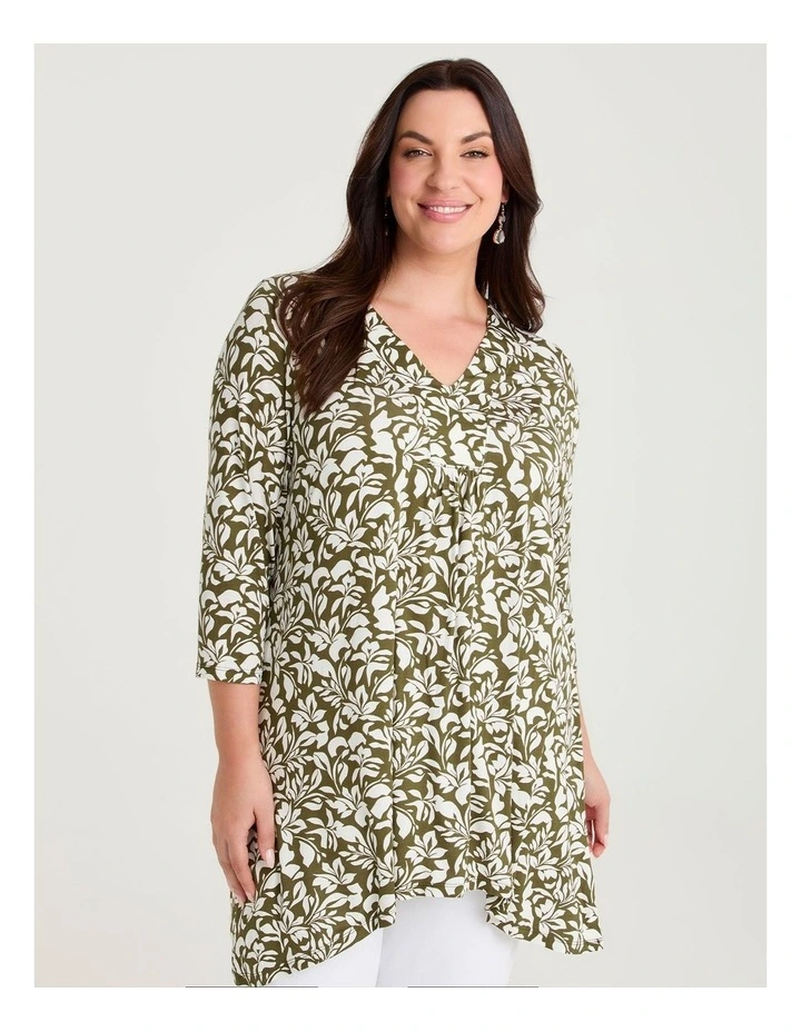Cassie Natural Print Top Olive image 3