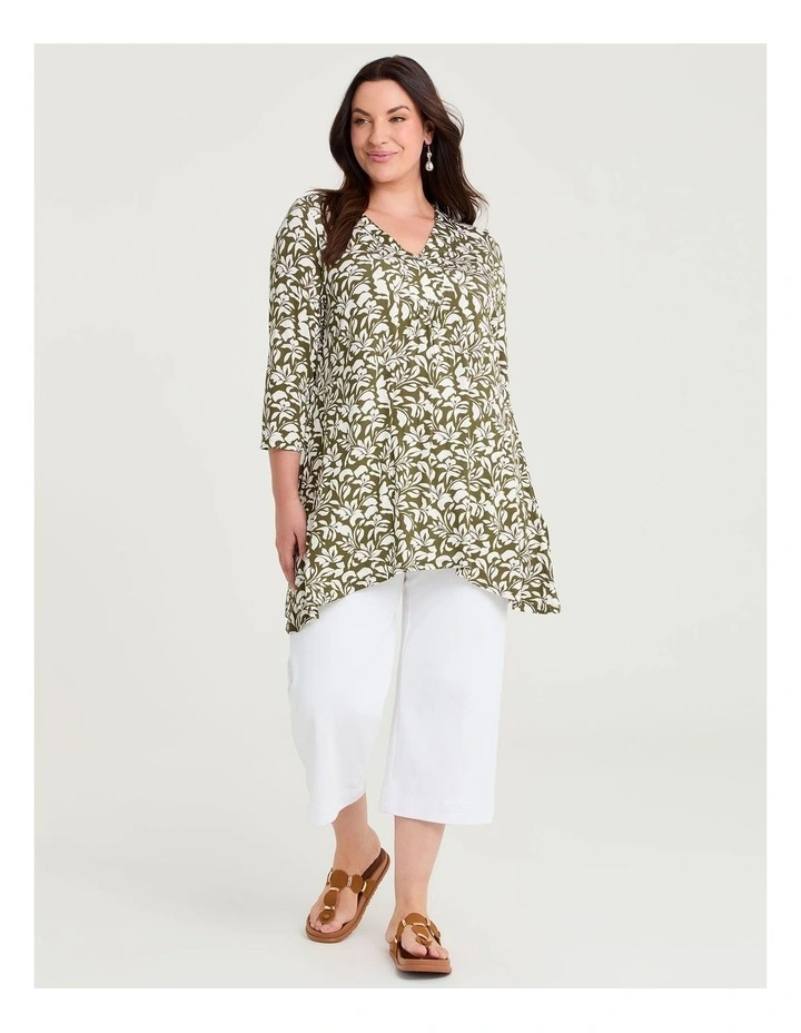 Cassie Natural Print Top Olive image 4