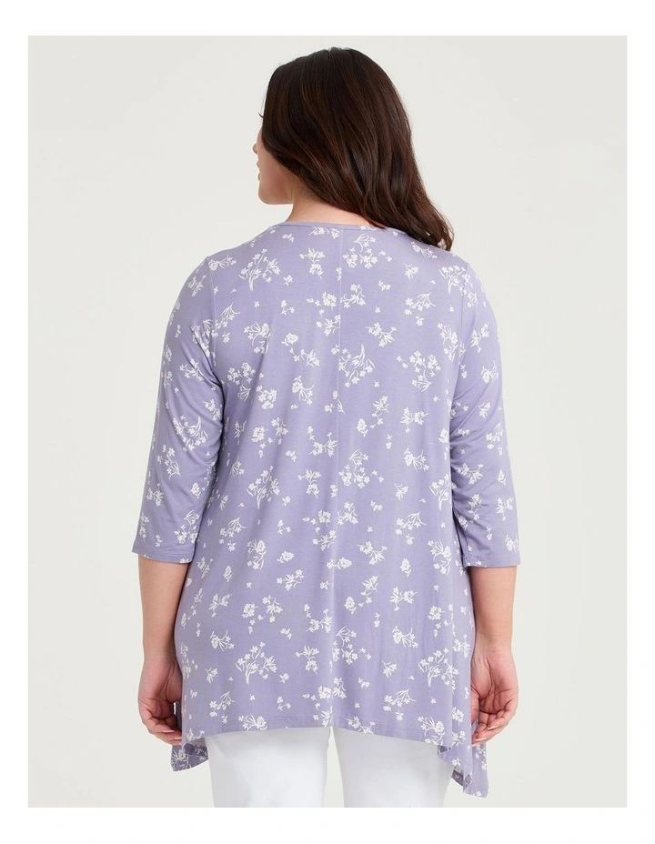 Cassie Natural Print Top Lavender/white image 2