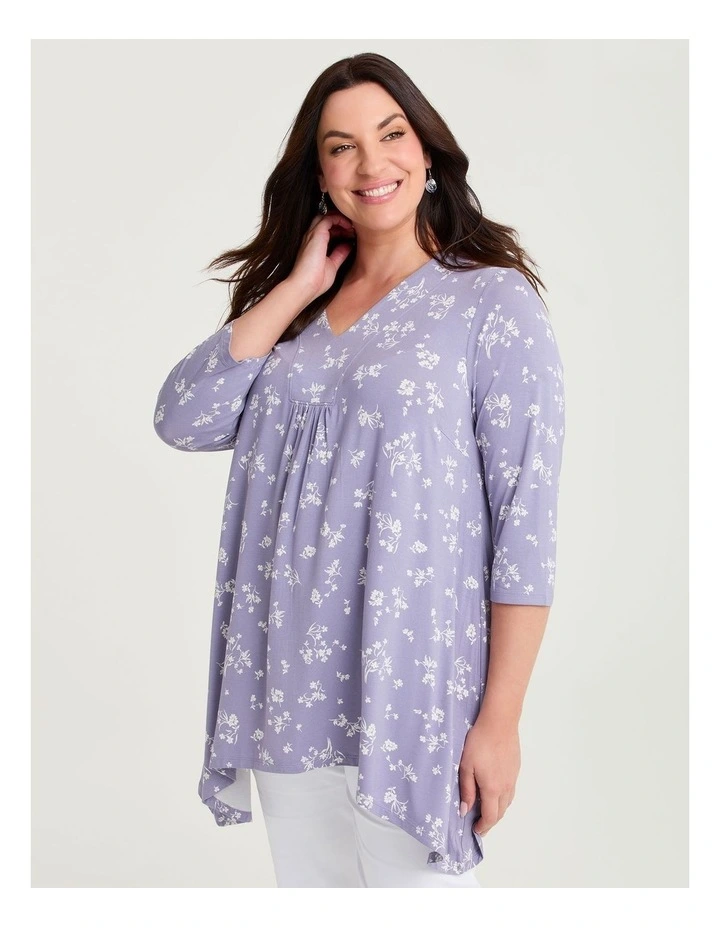 Cassie Natural Print Top Lavender/white image 3