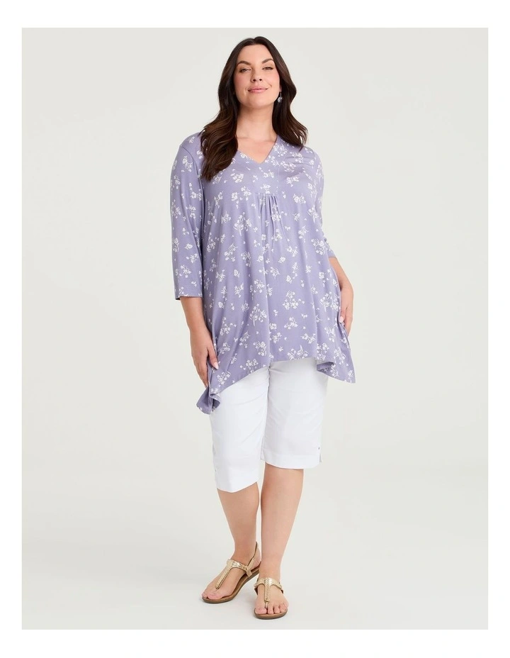 Cassie Natural Print Top Lavender/white image 4