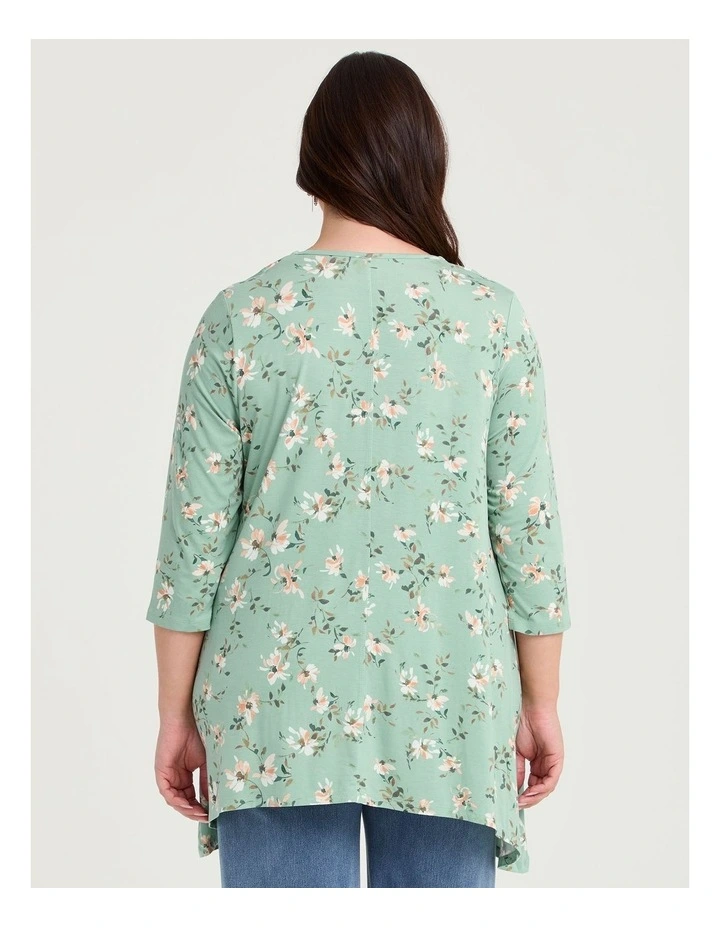 Cassie Natural Print Top Green Floral Print image 2