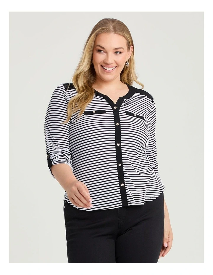 Mae Stripe Top Black/white image 1