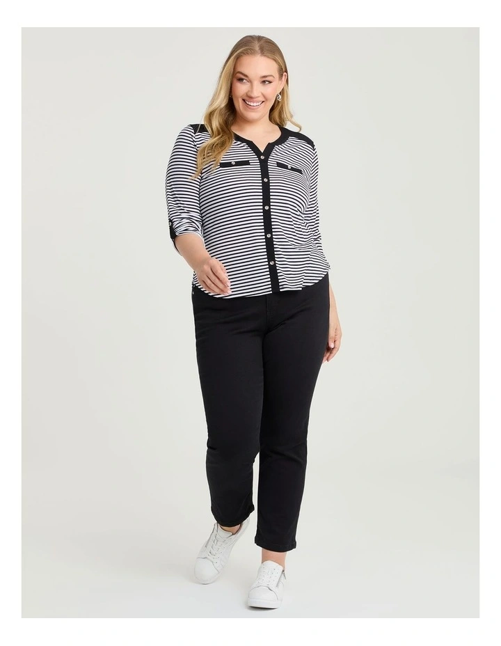 Mae Stripe Top Black/white image 3