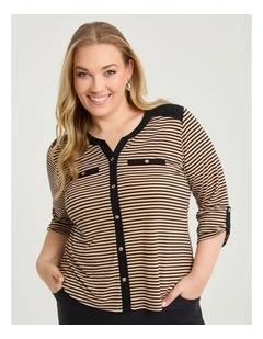 Mae Stripe Top Black/beige
