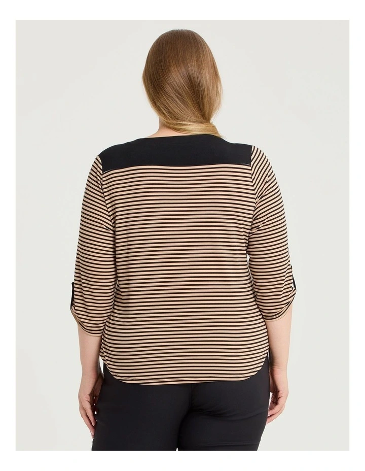 Mae Stripe Top Black/beige image 2
