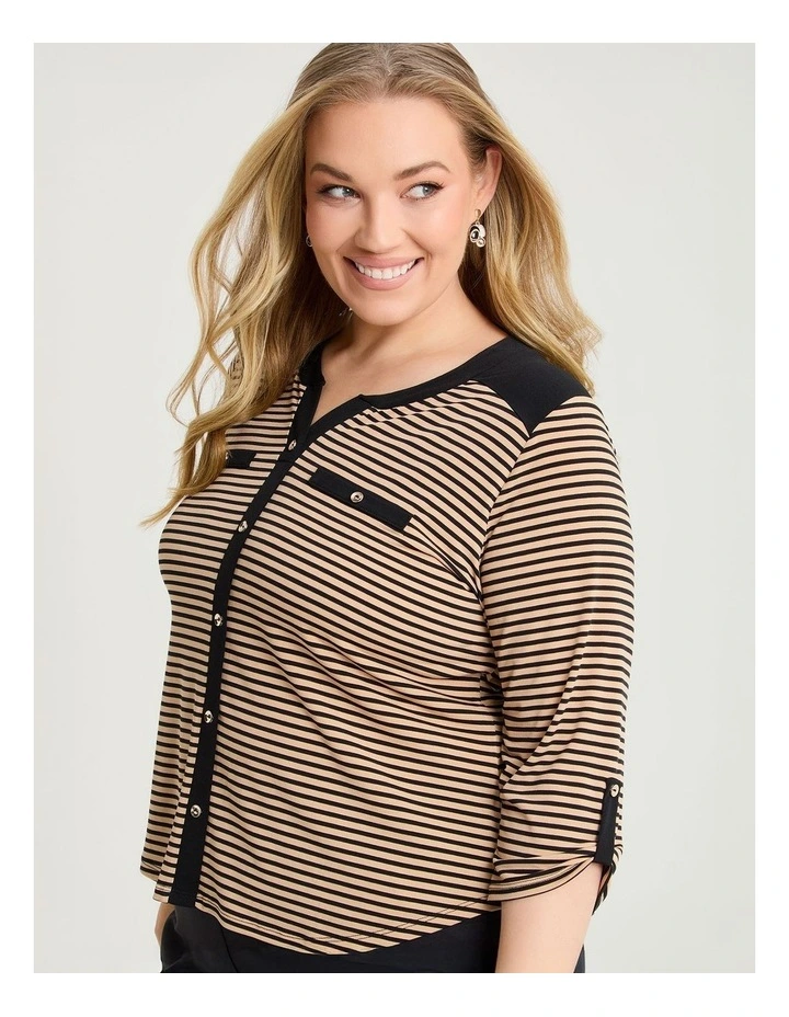Mae Stripe Top Black/beige image 3