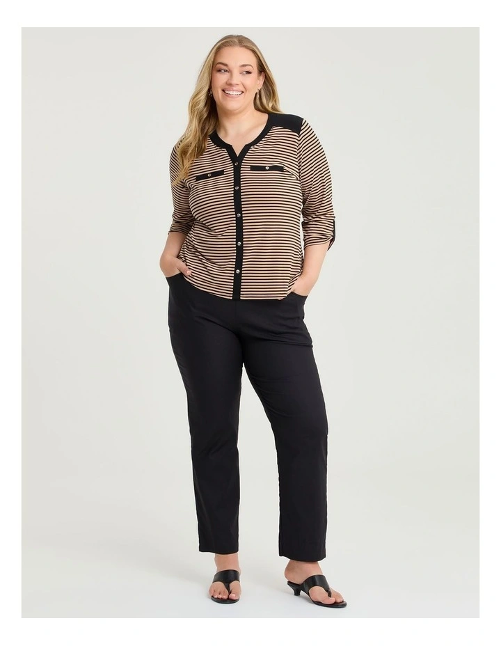 Mae Stripe Top Black/beige image 4