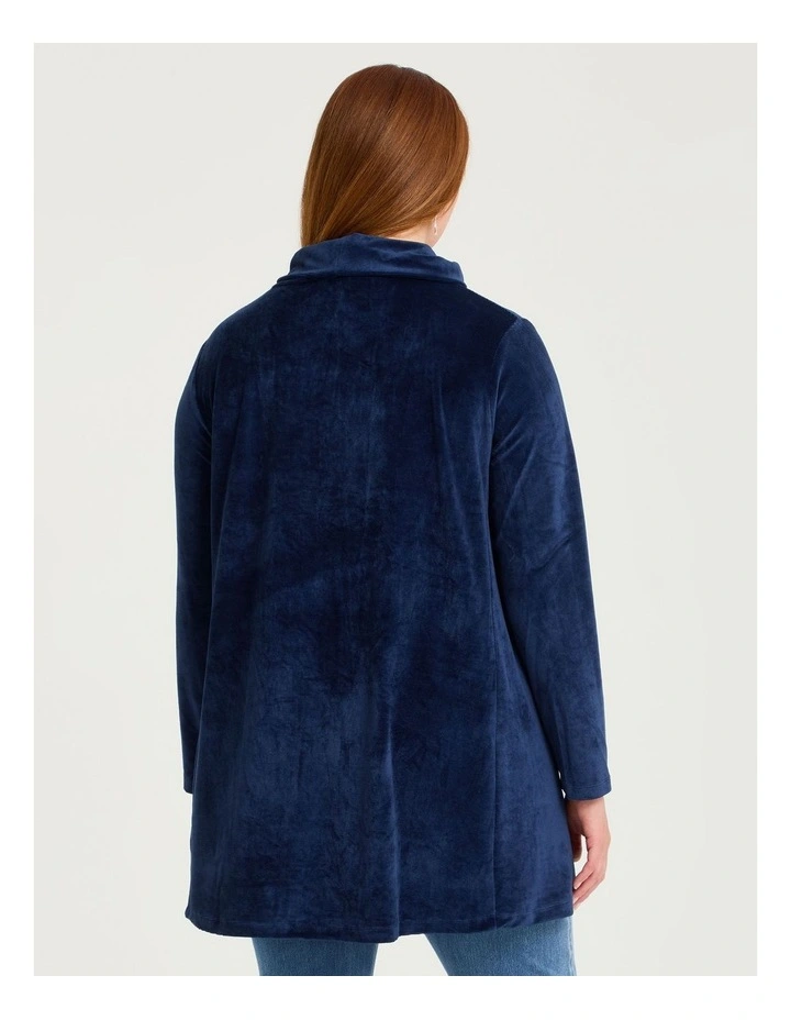 Velour Cowl Neck Tunic Ink Navy image 2