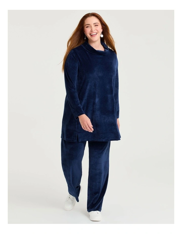 Velour Cowl Neck Tunic Ink Navy image 4