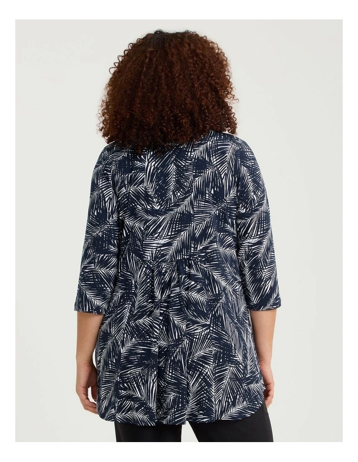 Susie V-neck Tunic Navy Palm Print image 2