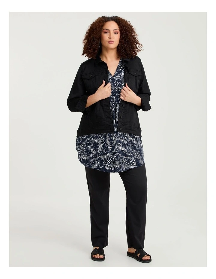 Susie V-neck Tunic Navy Palm Print image 4