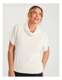 Mixed Cable Cowl Knit Ivory