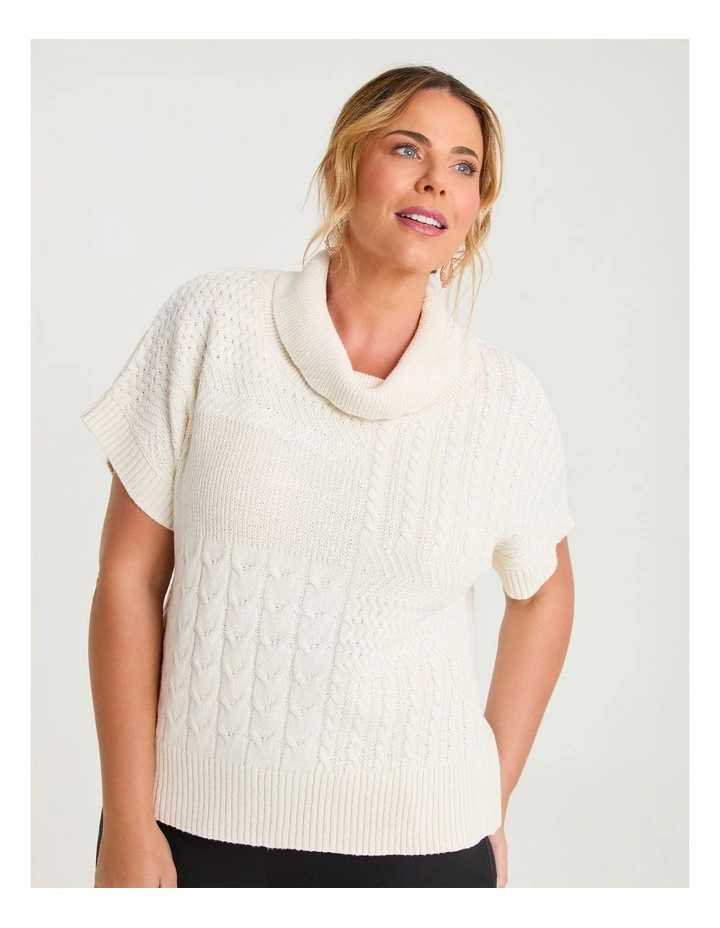 Mixed Cable Cowl Knit Ivory image 1