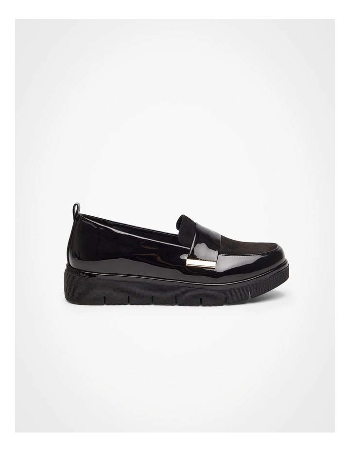 Trim Wedge Loafer in Black image 1