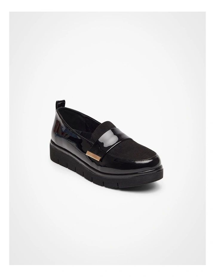 Trim Wedge Loafer in Black image 2