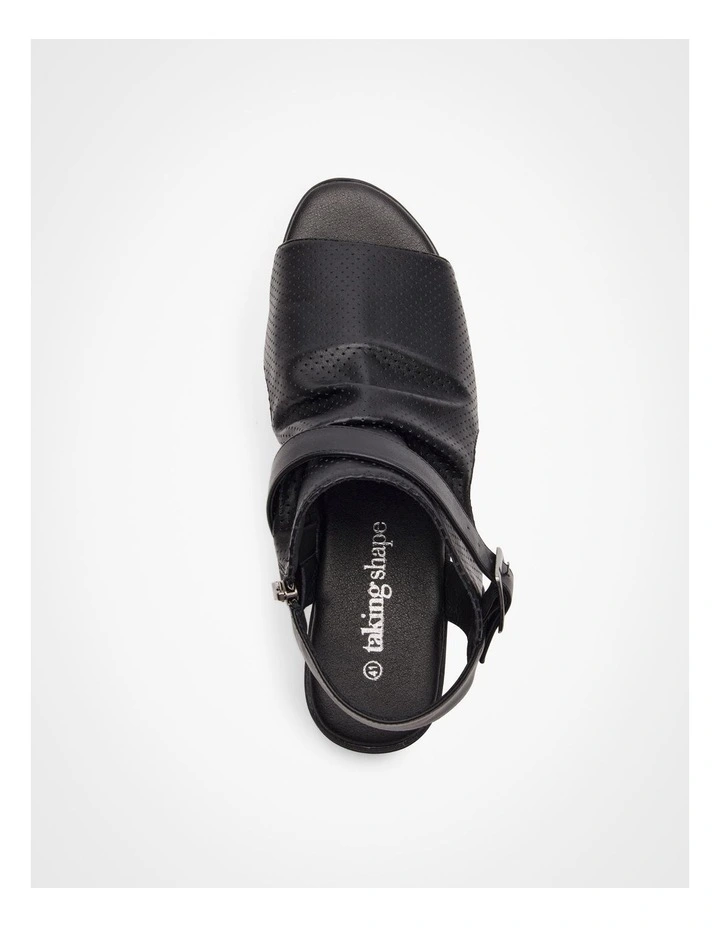 Ruched Buckle Wedge Sandal in Black image 4