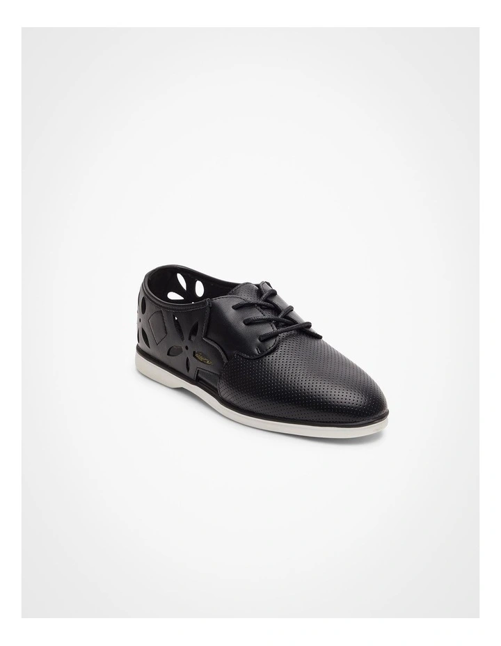 Flower Lasercut Brogue in Black image 2
