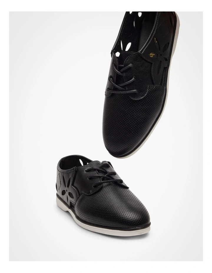 Flower Lasercut Brogue in Black image 5