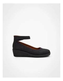 Ankle Strap Wedge in Black