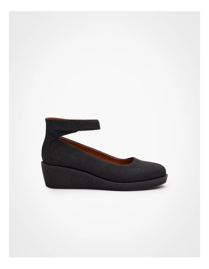 Ankle Strap Wedge in Black image 1