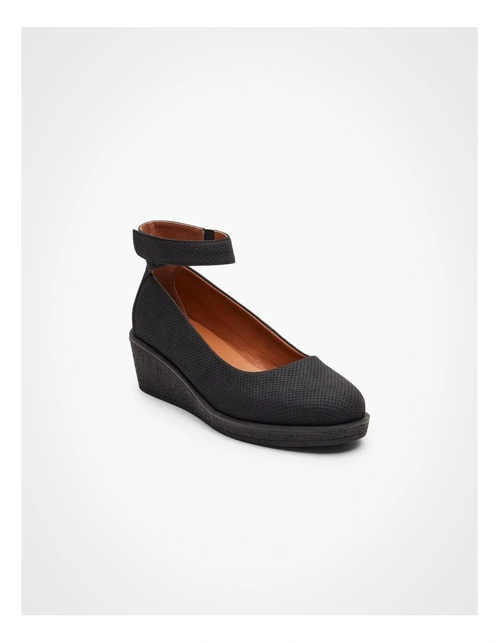 Ankle Strap Wedge in Black image 2