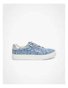 Denim Floral Sneaker in Blue