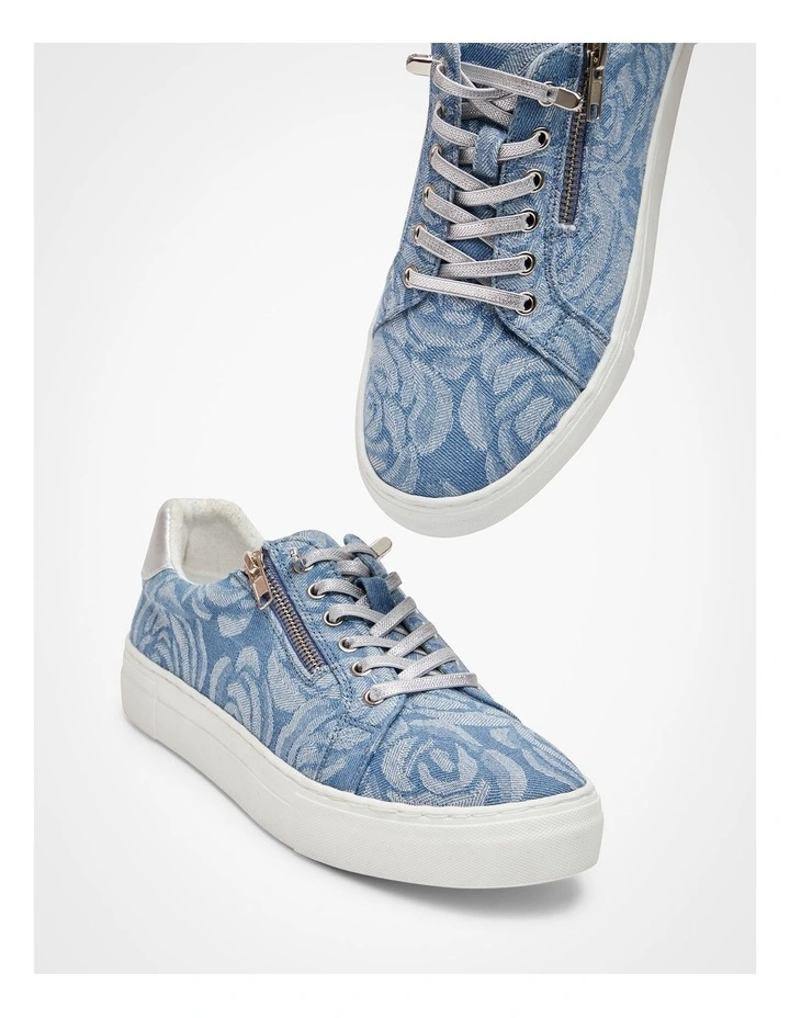 Denim Floral Sneaker in Blue image 5