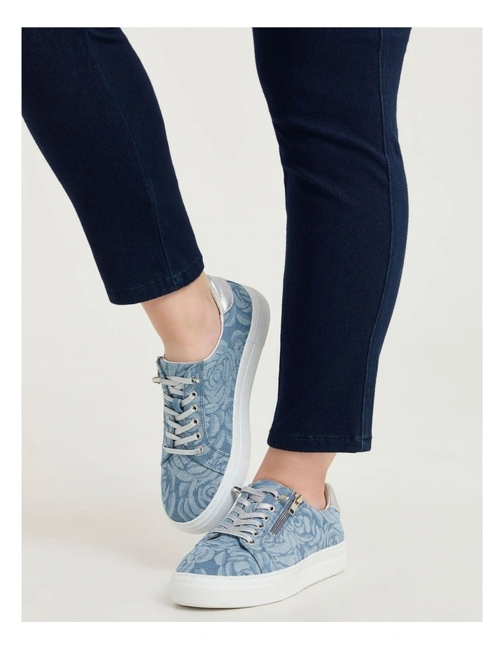 Denim Floral Sneaker in Blue image 6