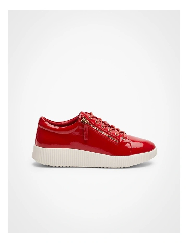 Patent Wedge Sneaker in Red image 1