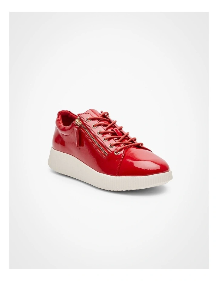 Patent Wedge Sneaker in Red image 2