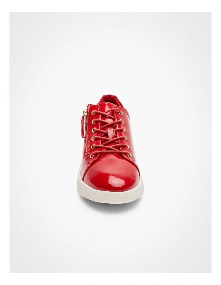 Patent Wedge Sneaker in Red image 3
