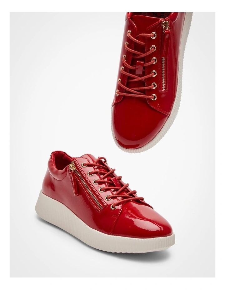 Patent Wedge Sneaker in Red image 5