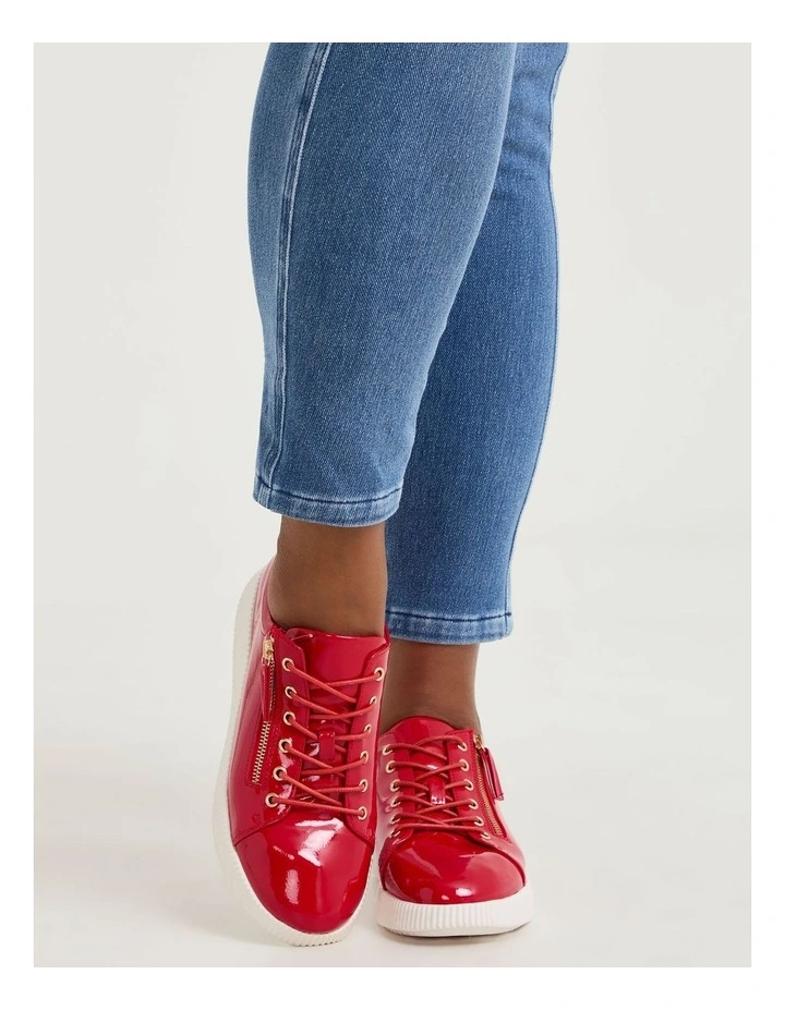 Patent Wedge Sneaker in Red image 6