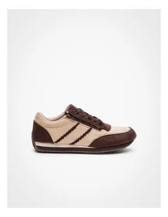 Retro Zip Wedge Sneaker in Brown
