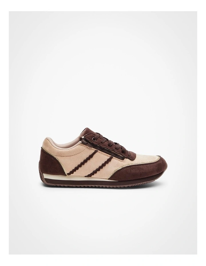 Retro Zip Wedge Sneaker in Brown image 1