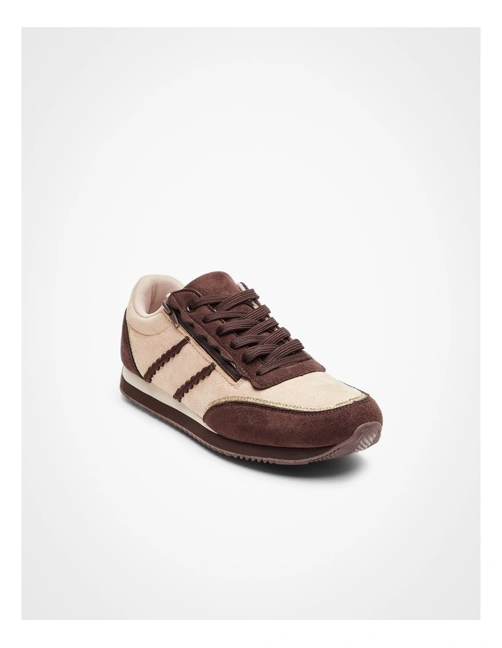 Retro Zip Wedge Sneaker in Brown image 2