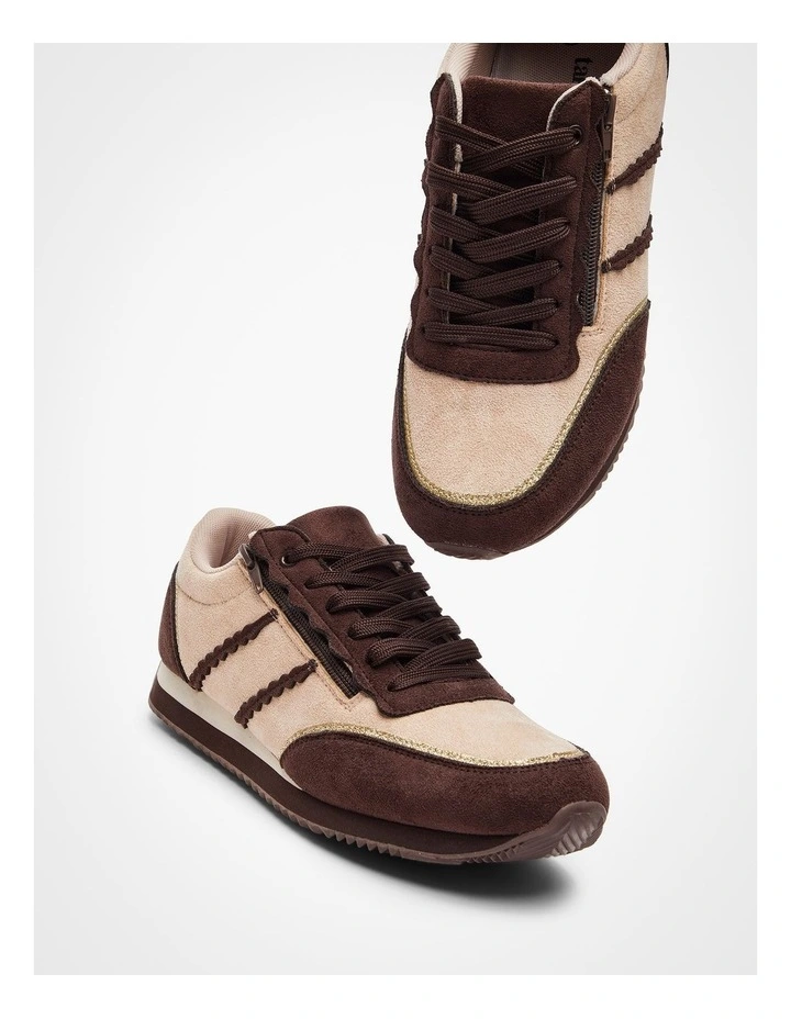 Retro Zip Wedge Sneaker in Brown image 5