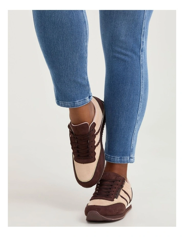 Retro Zip Wedge Sneaker in Brown image 6