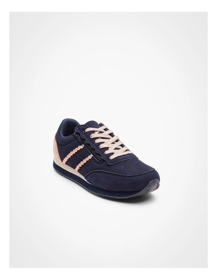 Retro Zip Wedge Sneaker in Navy/pink image 2