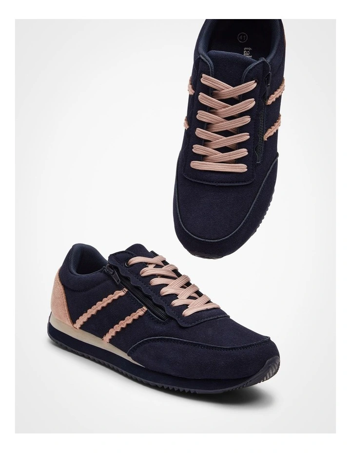 Retro Zip Wedge Sneaker in Navy/pink image 5