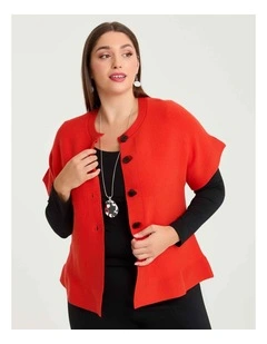 Button Cosy Knit Natural Cardigan Dusty Orange