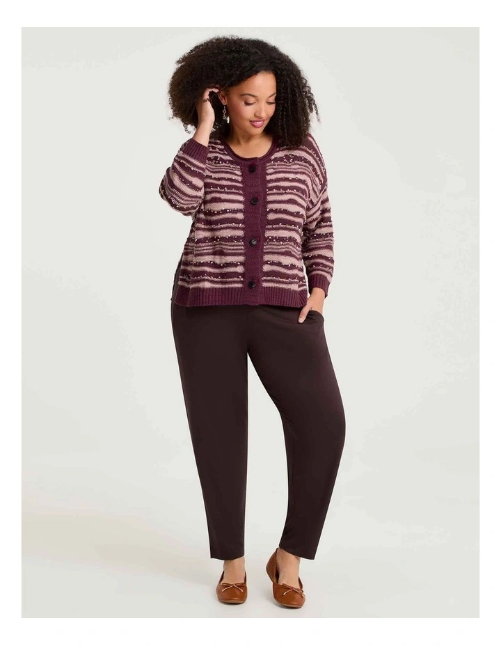 Ombre Stripe Button Cardigan Berry/tea Rose image 4