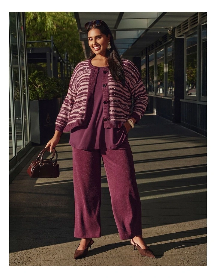 Ombre Stripe Button Cardigan Berry/tea Rose image 7