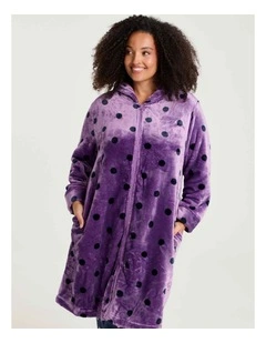 Spot Hooded Dressing Gown Amethyst/navy Spot