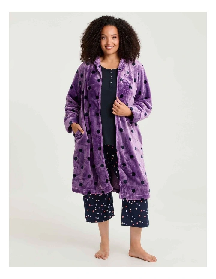 Spot Hooded Dressing Gown Amethyst/navy Spot image 2
