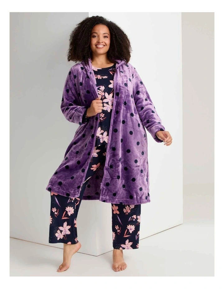 Spot Hooded Dressing Gown Amethyst/navy Spot image 3