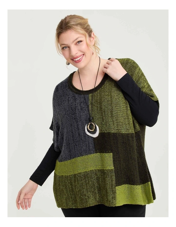 Colour Block Knit Jumper Citrus Green Multi image 1