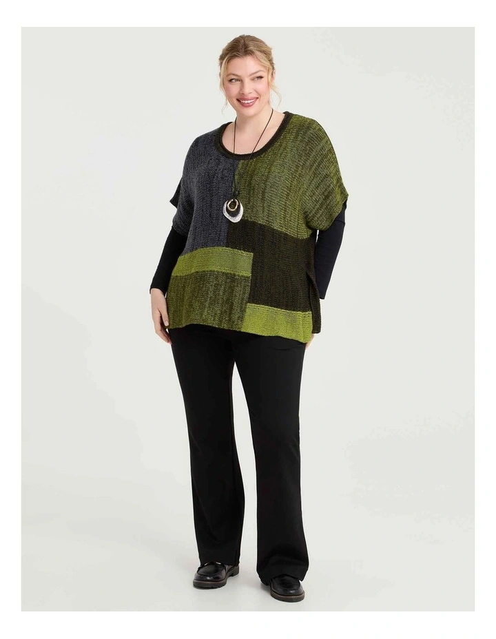 Colour Block Knit Jumper Citrus Green Multi image 3